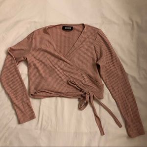 Reformation wrap crop top blouse